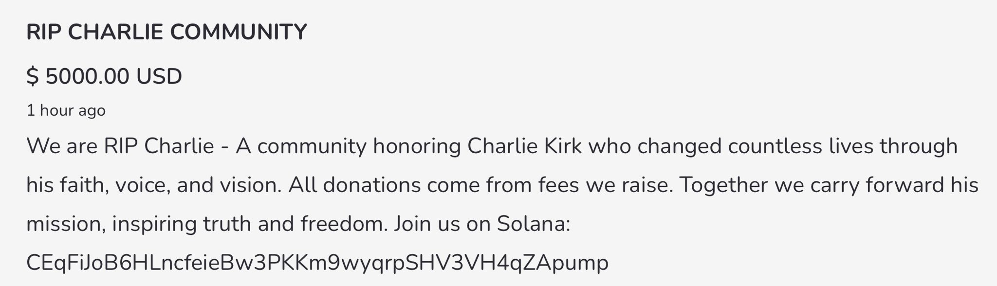 $5,000 donation proof from Charlie Kirk's Memorial